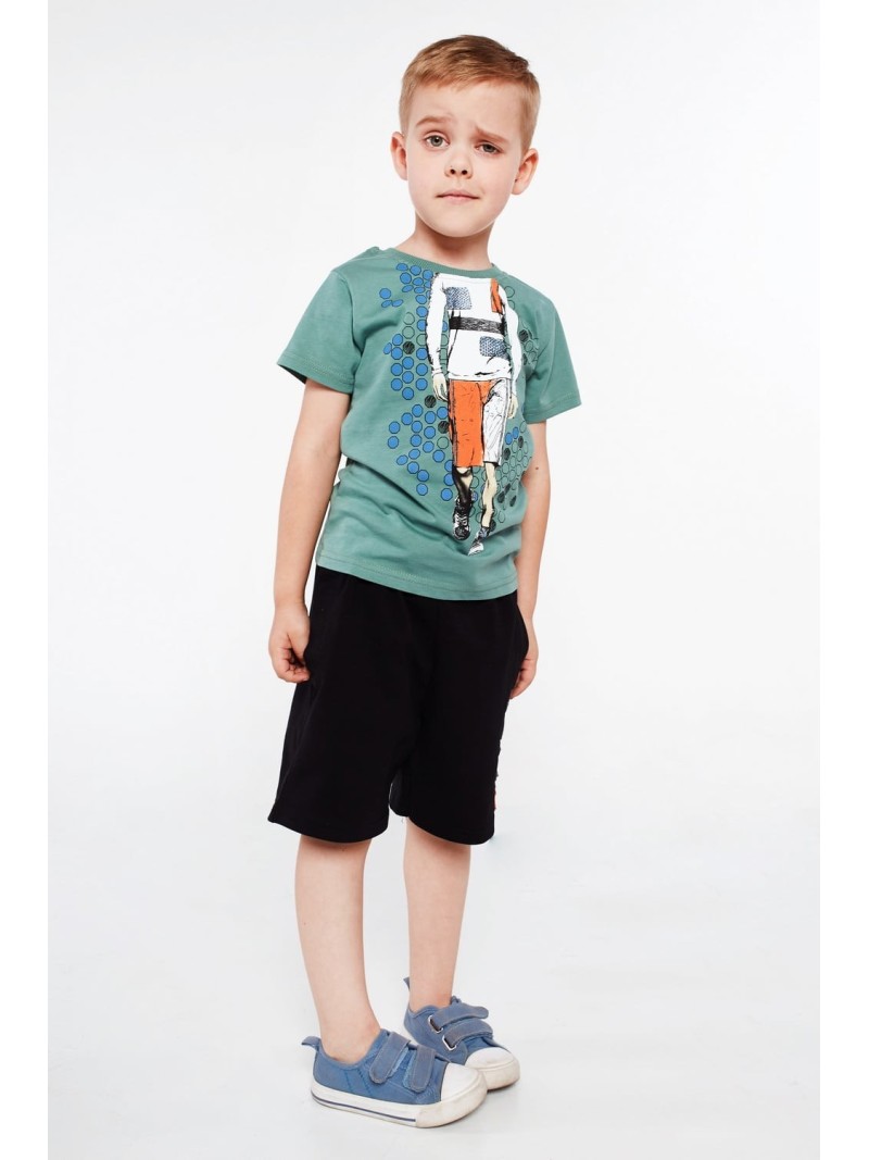 Boy\'s T-shirt with an application, green NDZ4463 - Online store - Boutique